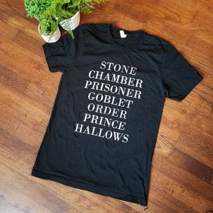 Harry Potter 7 Books Black Unisex T-Shirt Sz. M